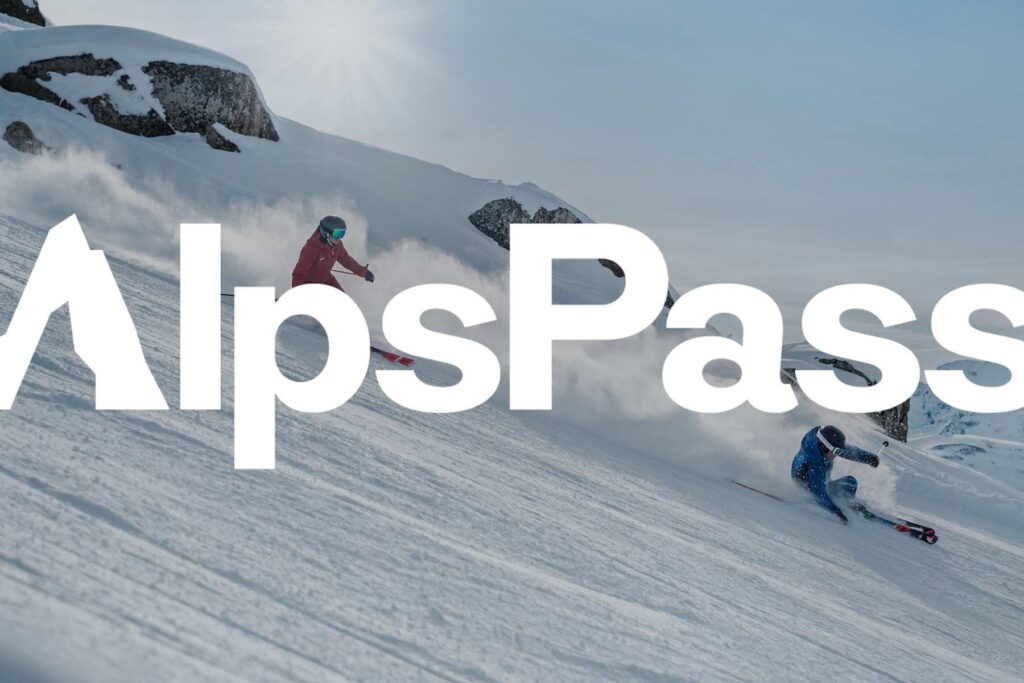 Imagem de campanha do AlpsPass, que reúne quatro áreas de esqui
